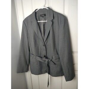 Emily Woman 14 Grey Blazer Two Button Belt Pockets Professional Career Workwear